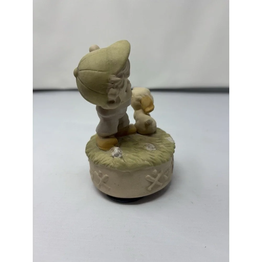 Vintage Music Box Boy with Baseball Bat & Dog – 